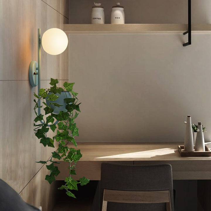 Kalsten | 1 Light Ball Wall Lamp Industrial Yellow/Blue/Green Metal LED Plant Wall Mount Lighting for Restaurant
