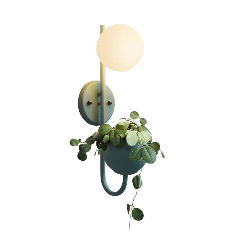 Kalsten | 1 Light Ball Wall Lamp Industrial Yellow/Blue/Green Metal LED Plant Wall Mount Lighting for Restaurant