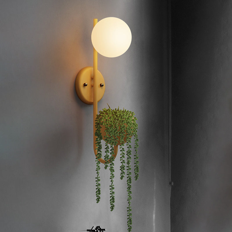Kalsten | 1 Light Ball Wall Lamp Industrial Yellow/Blue/Green Metal LED Plant Wall Mount Lighting for Restaurant