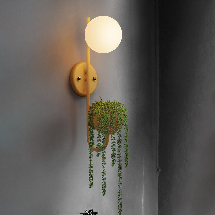 Kalsten | 1 Light Ball Wall Lamp Industrial Yellow/Blue/Green Metal LED Plant Wall Mount Lighting for Restaurant