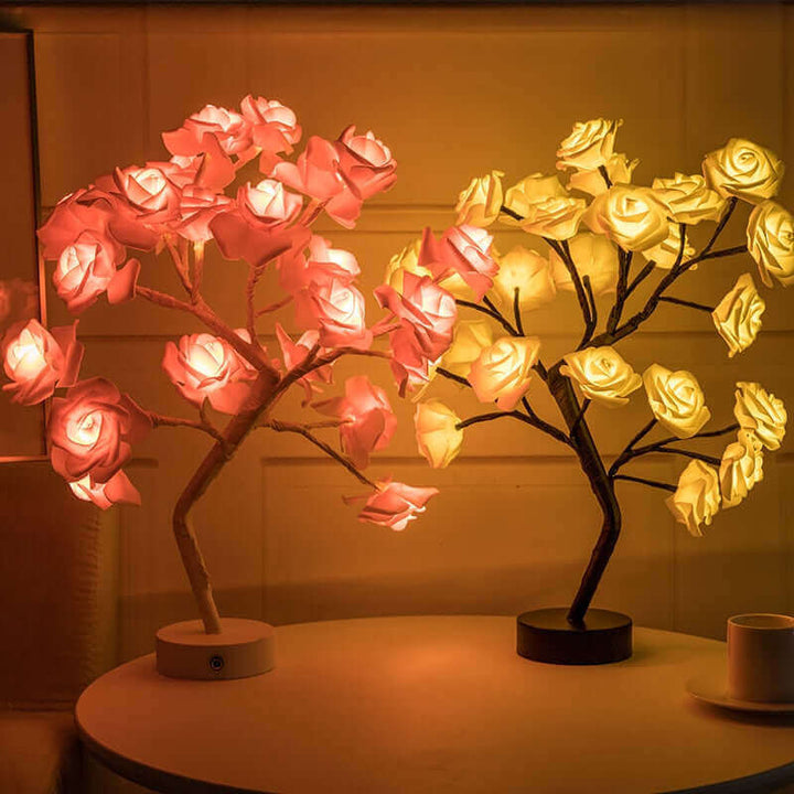 Rose Flower Lamp USB Battery Operated LED Table Lamp Bonsai Tree Night Lights Garland Bedroom Decoration Lights Home Decor | Kalsten
