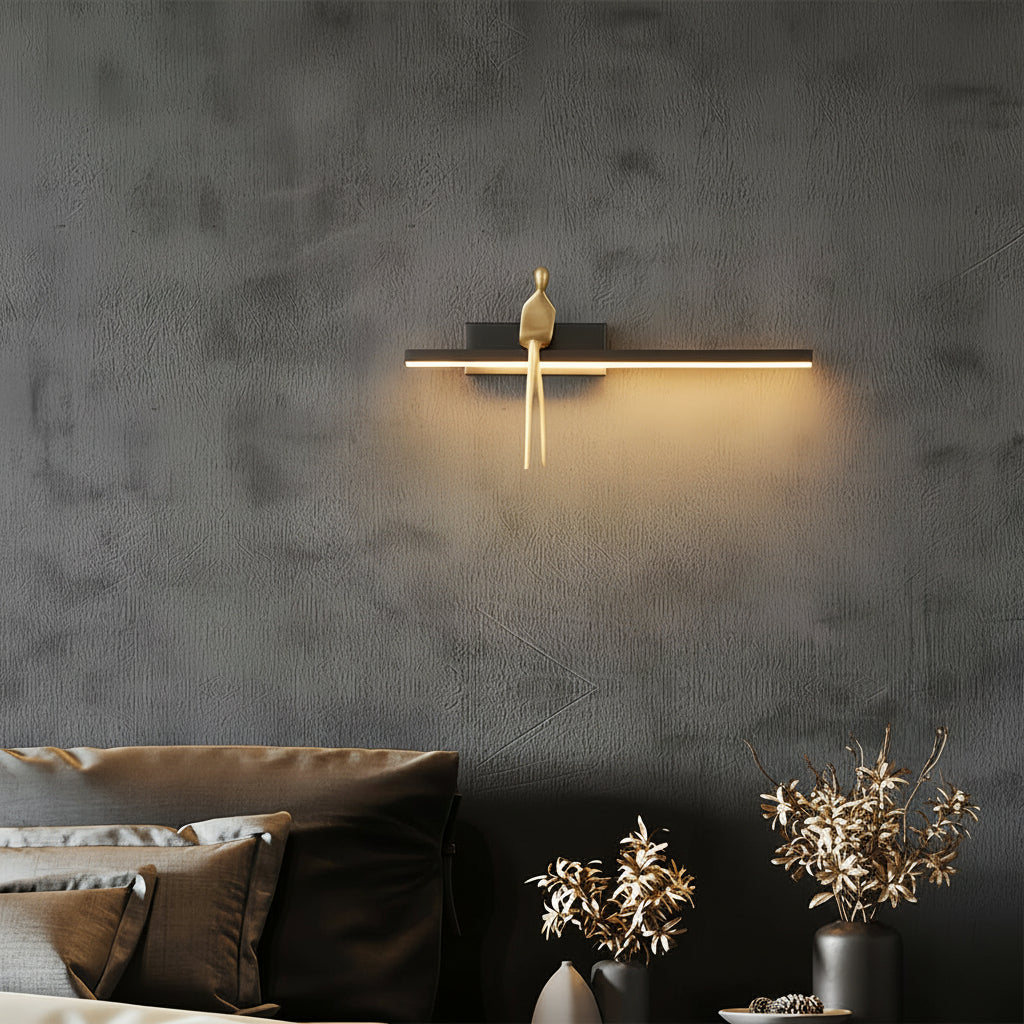 LED Wall Sconce Light – Italian Creative Gold Man Copper Art (31x17cm / 12.2x6.7in) | Kalsten