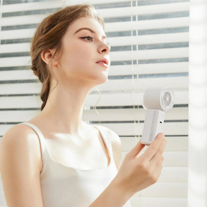 Compact High-Speed Handheld Fan with Digital Display - USB Rechargeable, 5 Speeds | Kalsten