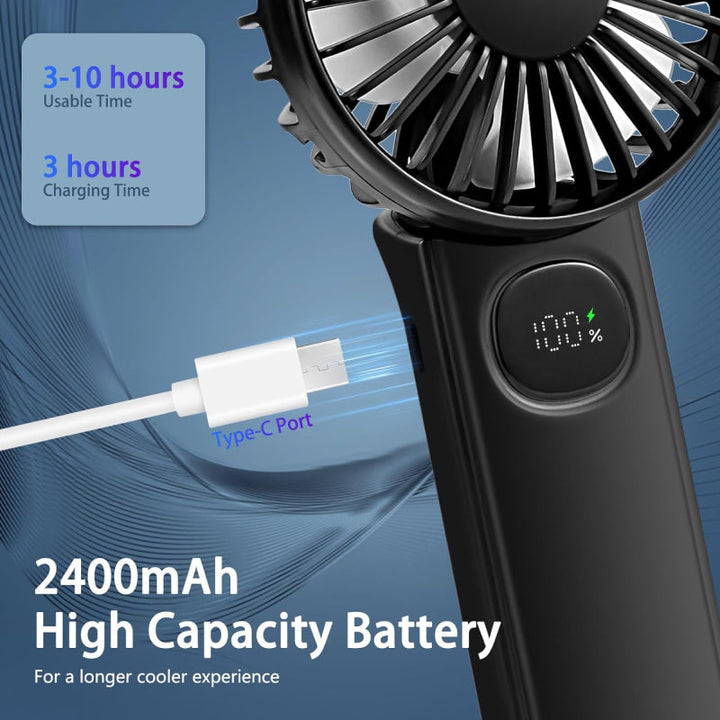 Foldable Portable Handheld Fan with LED Display | Kalsten