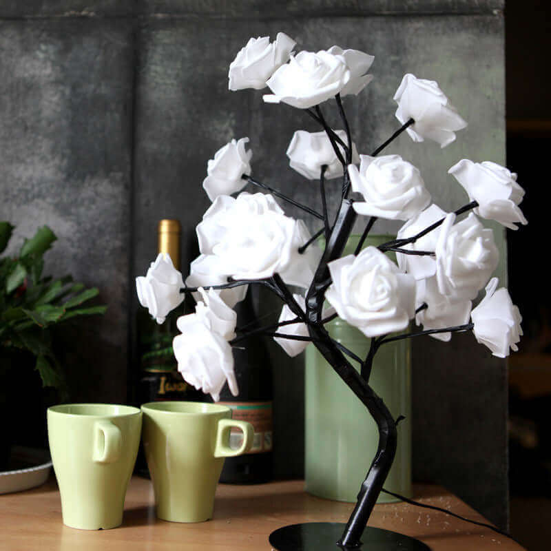 Rose Flower Lamp USB Battery Operated LED Table Lamp Bonsai Tree Night Lights Garland Bedroom Decoration Lights Home Decor | Kalsten