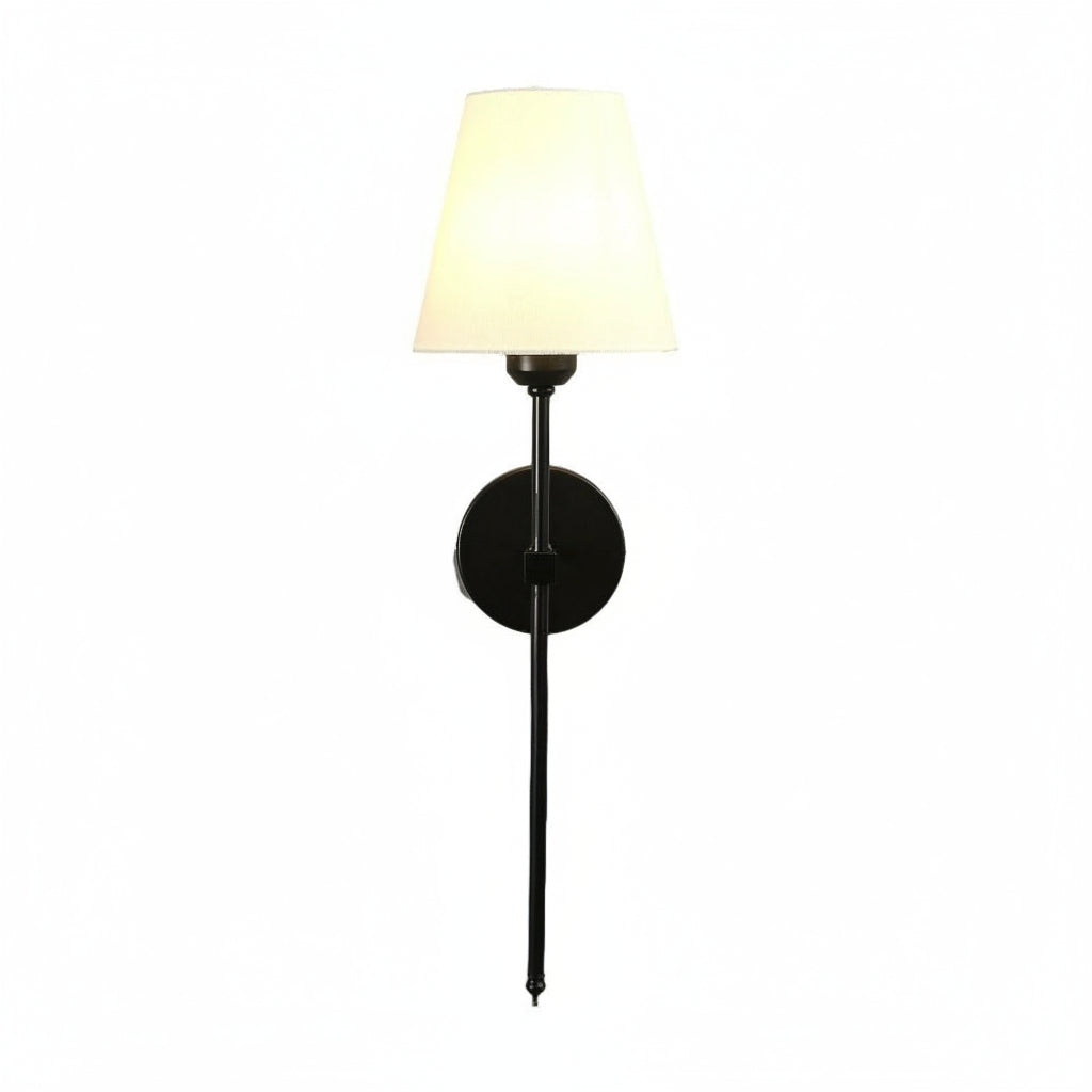LED Wall Sconce Light – Modern American Copper White Linen Fabric (36x14cm / 14.2x5.5in) | Kalsten
