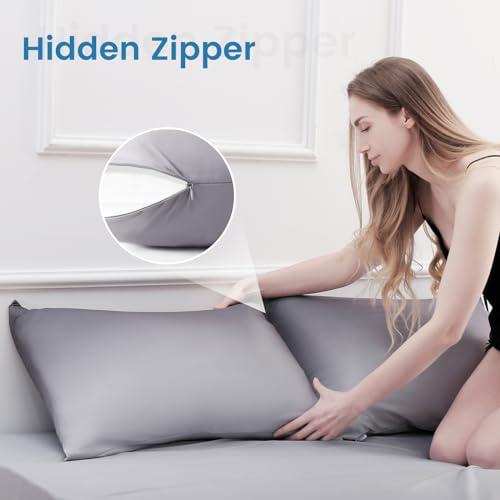 2 Pack Gray Cooling Pillowcases – Breathable, Soft, Skin & Hair Protecting | Kalsten