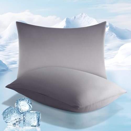 2 Pack Gray Cooling Pillowcases – Breathable, Soft, Skin & Hair Protecting | Kalsten