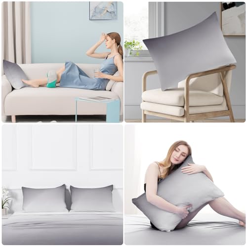 2 Pack Gray Cooling Pillowcases – Breathable, Soft, Skin & Hair Protecting | Kalsten