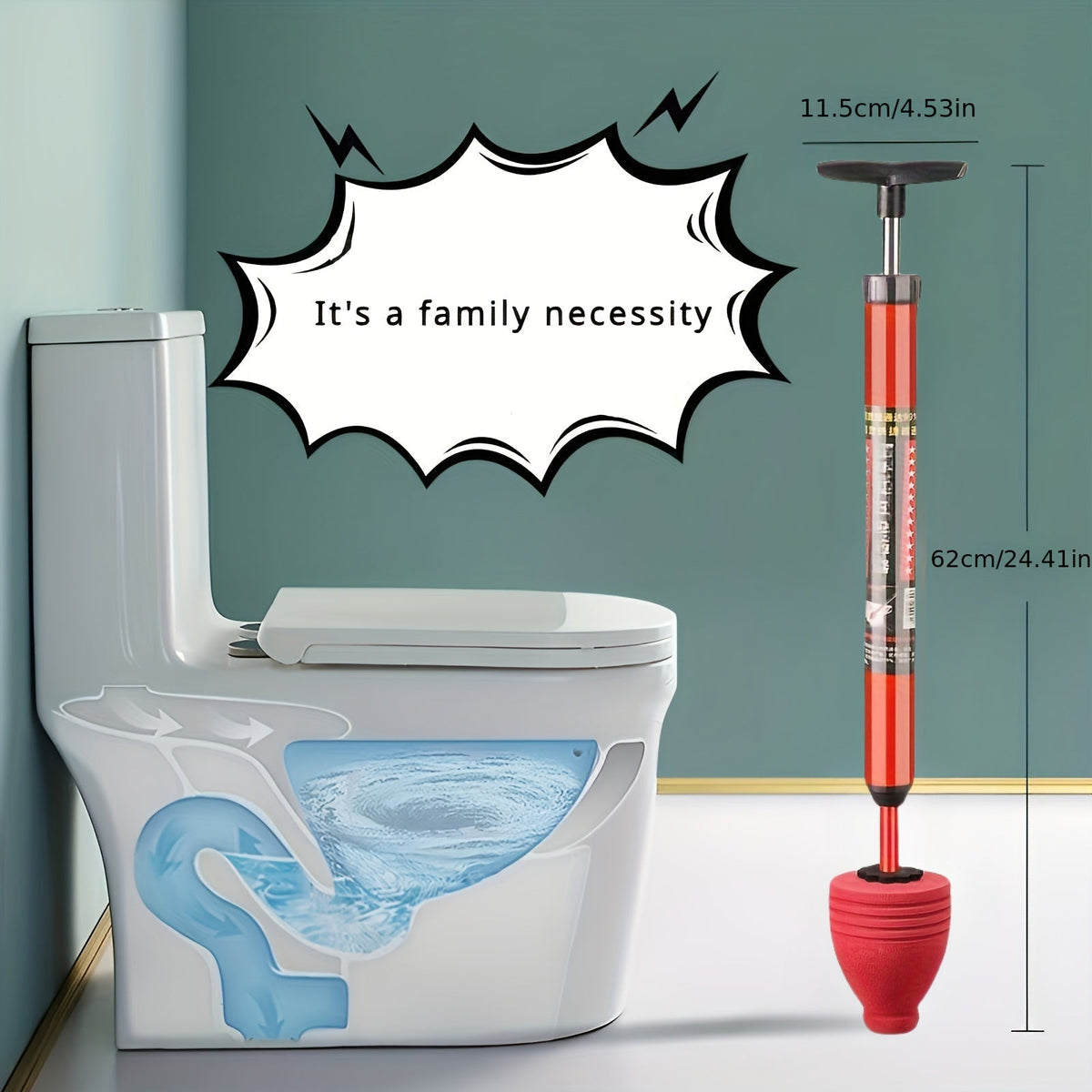 Skanto | Heavy-Duty Pneumatic Toilet Cleaner - High-Pressure Drain Cleaner with Humanized Pump Design, Rubber Material, Commercial Tool for Removing Toilet, Sink, and Pipe Clogs.