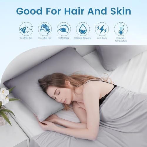 2 Pack Gray Cooling Pillowcases – Breathable, Soft, Skin & Hair Protecting | Kalsten