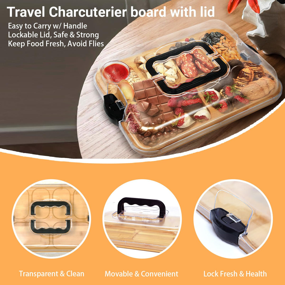 Bamboo serving tray with 6 compartments | Kalsten