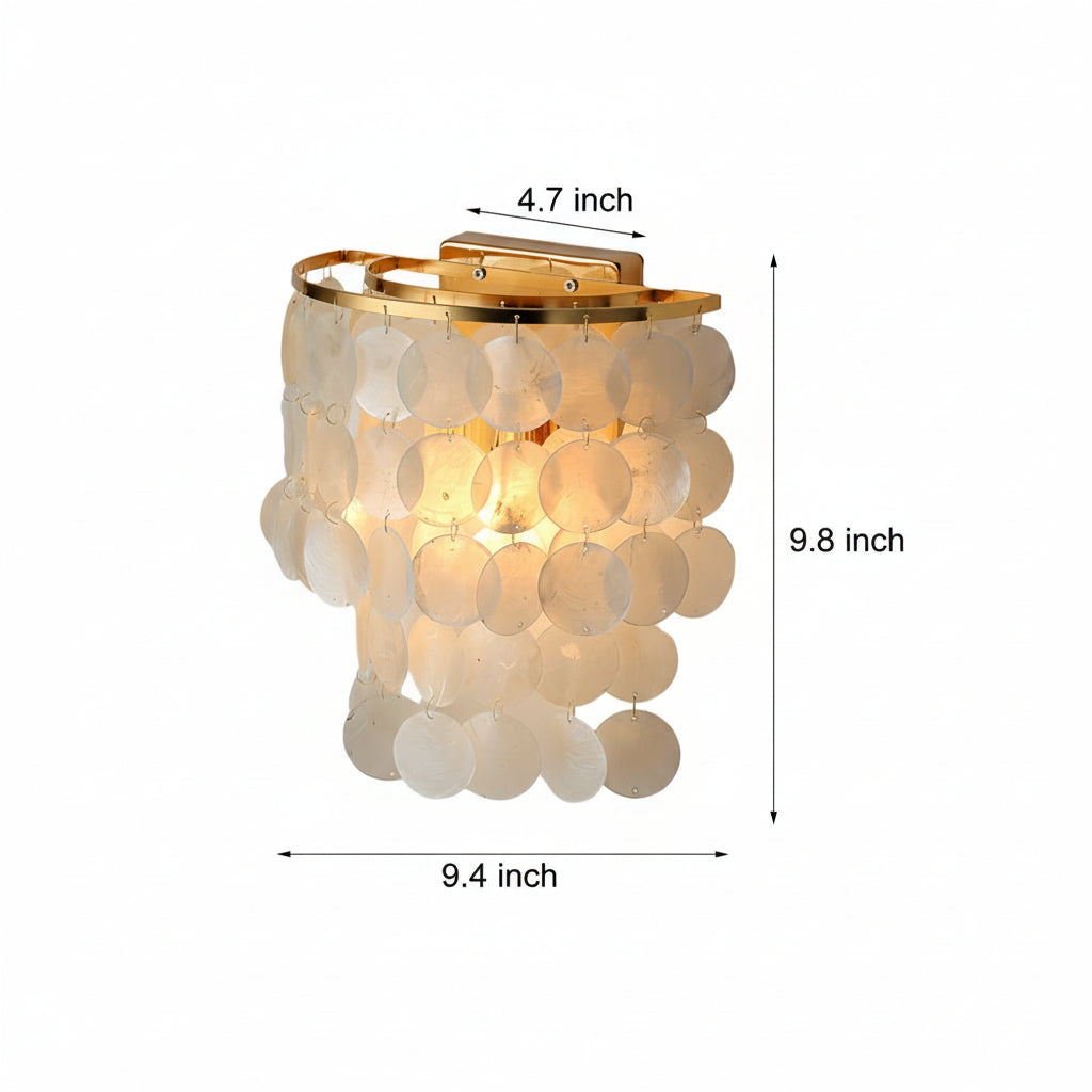 Coastal Capiz Shell LED Wall Sconce – Natural Sea Shell Bedside Wall Lamp - Gold/Chrome | Kalsten