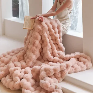 Winter Warm Faux Rabbit Fur Throw Blanket