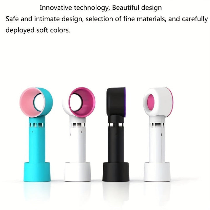 1pc USB Rechargeable Bladeless Handheld Fan - Portable Mini Desk Fan with 3 Speeds for Travel, Camping, Office, and Room Use | Kalsten