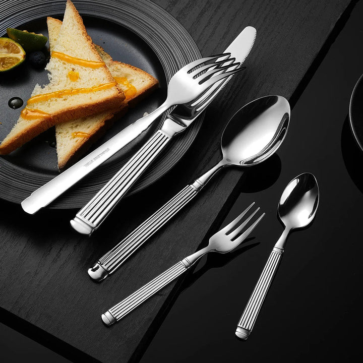 Kalsten | Gold Roman Column Style Cutlery Set - Stainless Steel Flatware Set