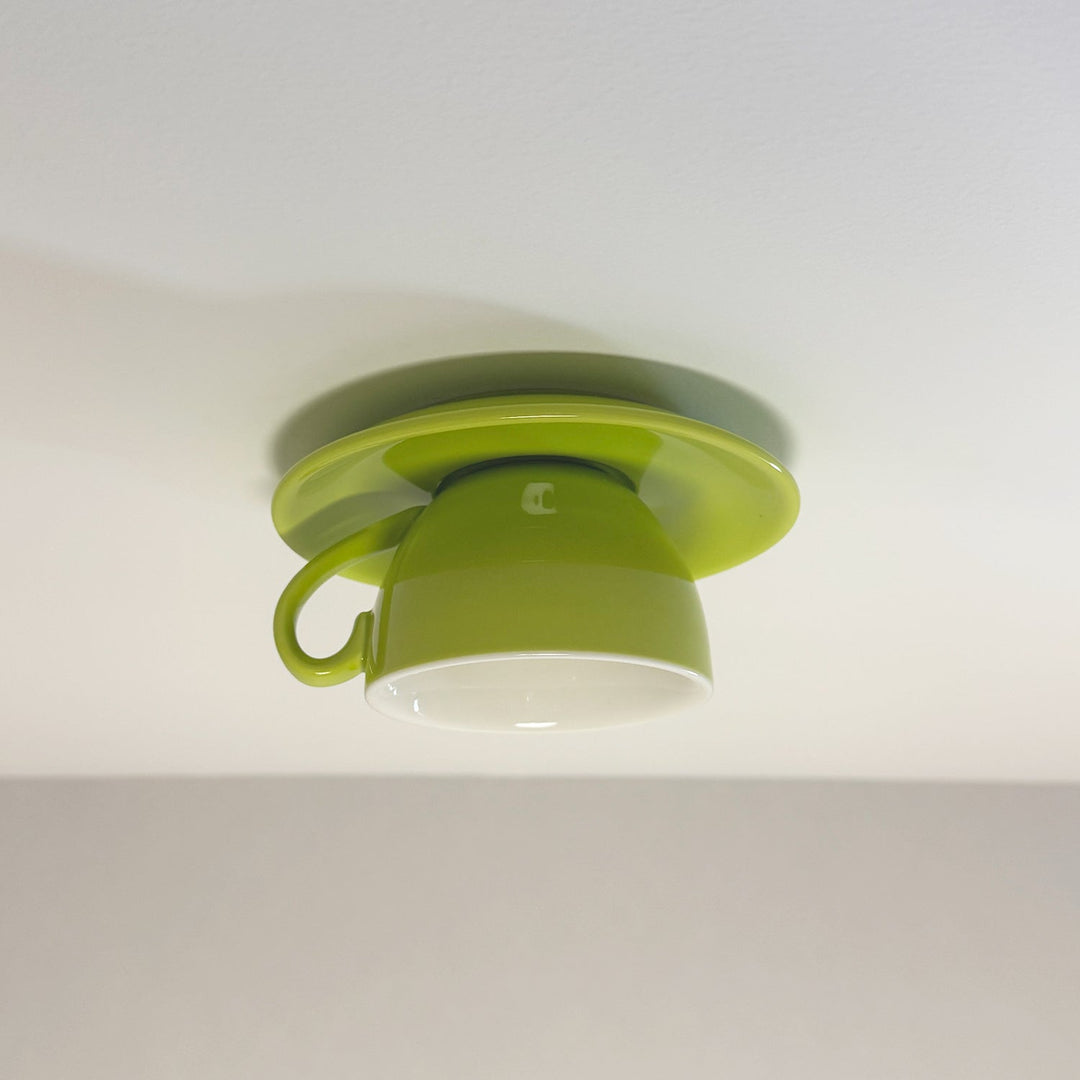 Ceiling Light Ceramic Coffee Cup Shape Indoor Bedroom Living Room Decorative Flush Mount LED Fixture | Kalsten