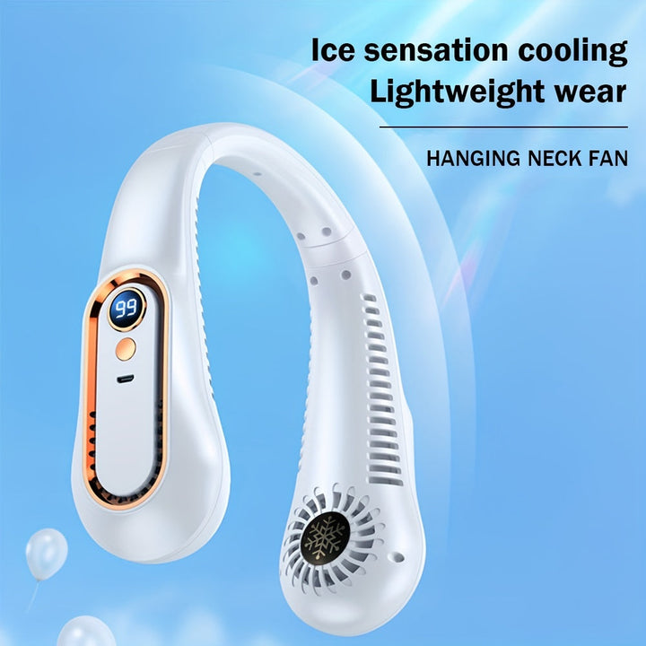 Stay Cool And Comfortable With This USB Rechargeable 5-Speed Adjustable Neck Fan - Digital Display & Bladeless! | Kalsten
