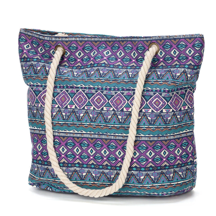 Beach bag with floral motifs and sturdy rope handles Kalsten