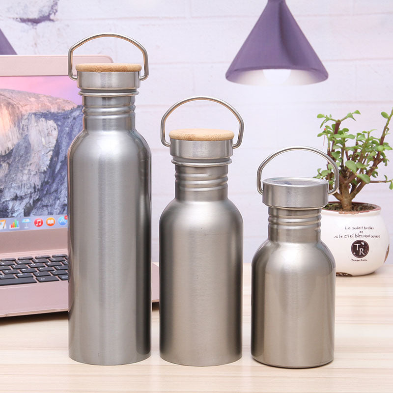 Ladies Elegant Stainless Steel Drinking Bottle with Sustainable Wood Cap Kalsten