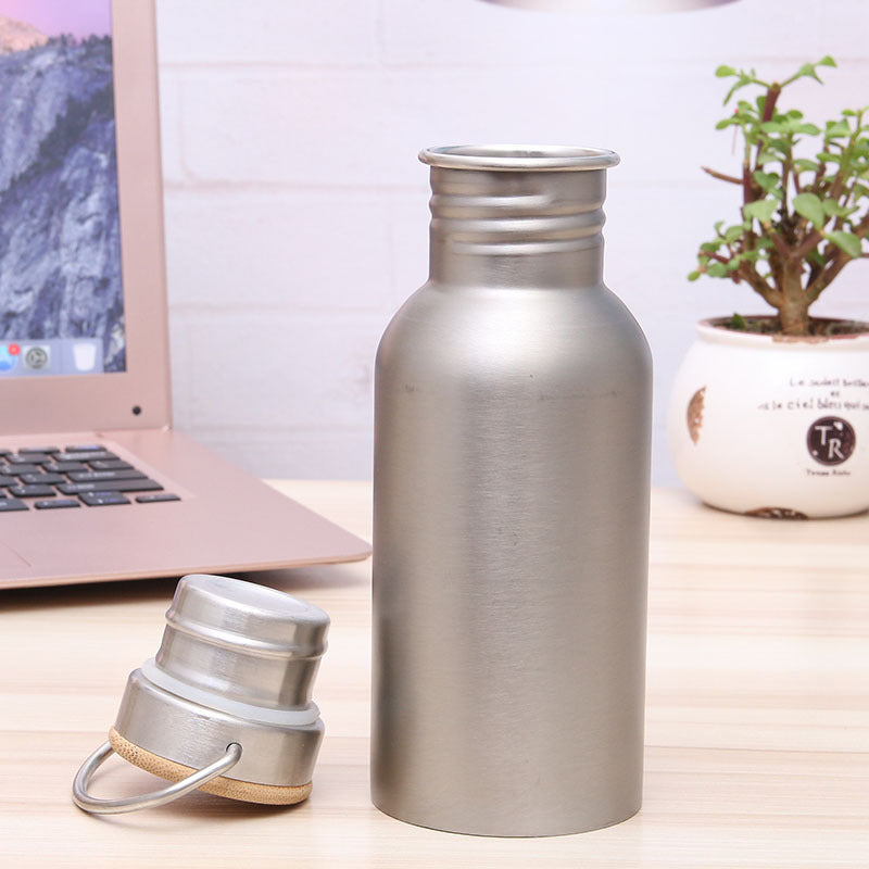 Ladies Elegant Stainless Steel Drinking Bottle with Sustainable Wood Cap Kalsten