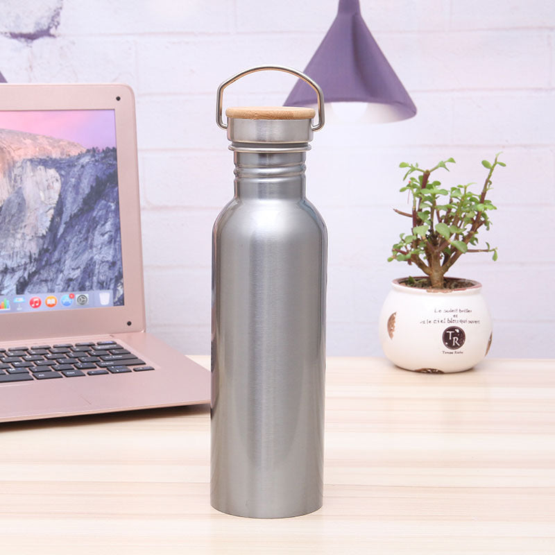 Ladies Elegant Stainless Steel Drinking Bottle with Sustainable Wood Cap Kalsten