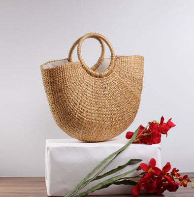 Handcrafted straw bag with colorful tassels Kalsten