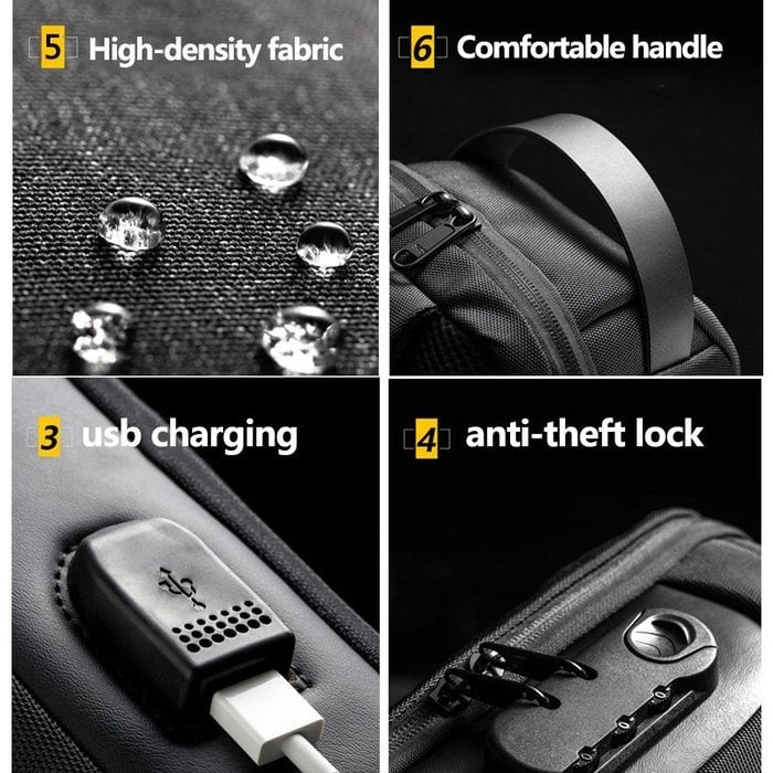 Kalsten | Anti-Theft Crossbody Bag | Landy Carry Without Worry | Waterproof Oxford | USB Charging Port | Unisex Travel Pack