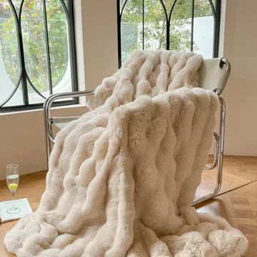 Winter Warm Faux Rabbit Fur Throw Blanket