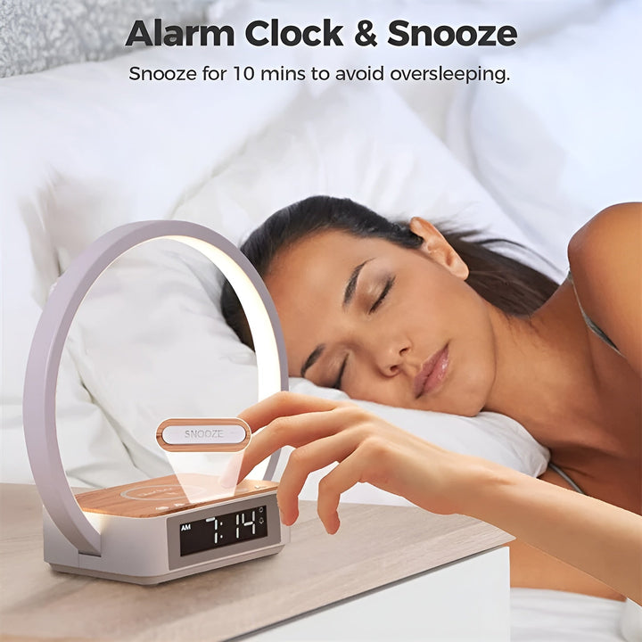 GlowMax 3-in-1 LED Table Lamp – Wireless Charger, Alarm Clock & Touch Control | Kalsten