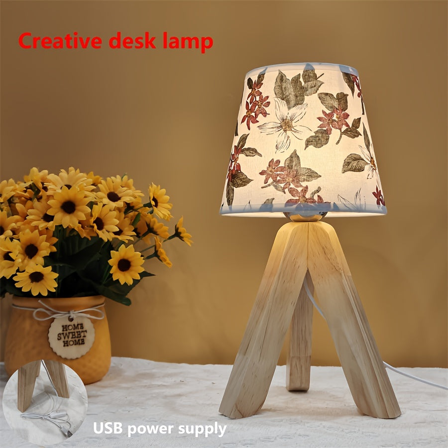 FloralGlow Lamp - Elegant LED Table Lamp with Wood Kalsten