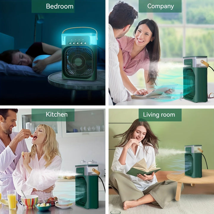 1pc Portable Air Conditioner, Household Small Air Cooler, Portable Air Adjustment For Office, 3 Speed Air Cooling Fan Humidifier, 5pcs Humidified Spray Heads For Home Appliances | Kalsten