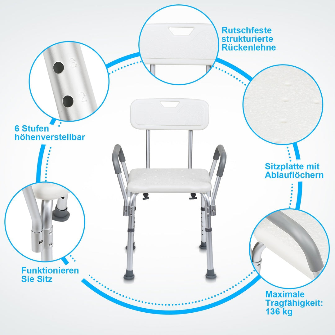 Shower stool height adjustable bath stool with backrest | Kalsten