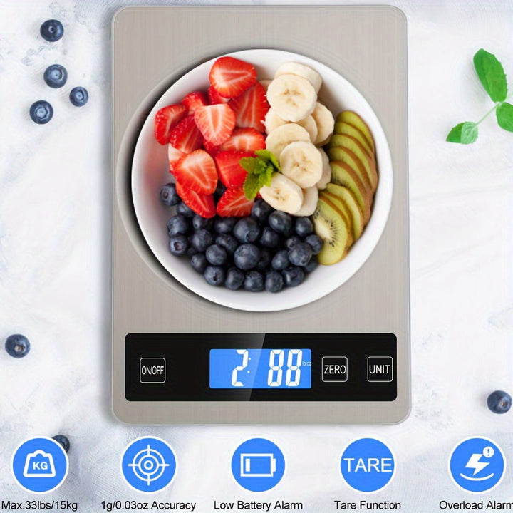 Digital kitchen scale 15 kg USB rechargeable | Kalsten