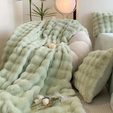 Winter Warm Faux Rabbit Fur Throw Blanket