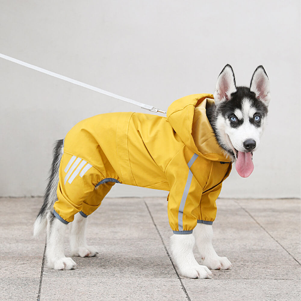 Skanto | Stylish Waterproof Adjustable Reflective Stripe Dog Raincoat with Hood
