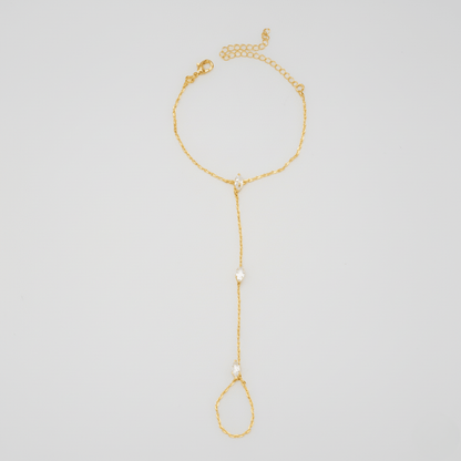 Skanto | Adjustable Finger Ring Bracelet Made of Stainless Steel with Crystals