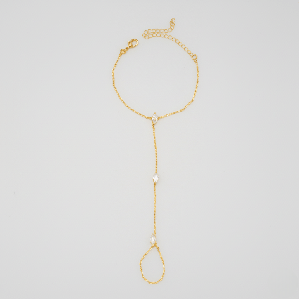 Kalsten | Adjustable Finger Ring Bracelet made of Stainless Steel with Crystals