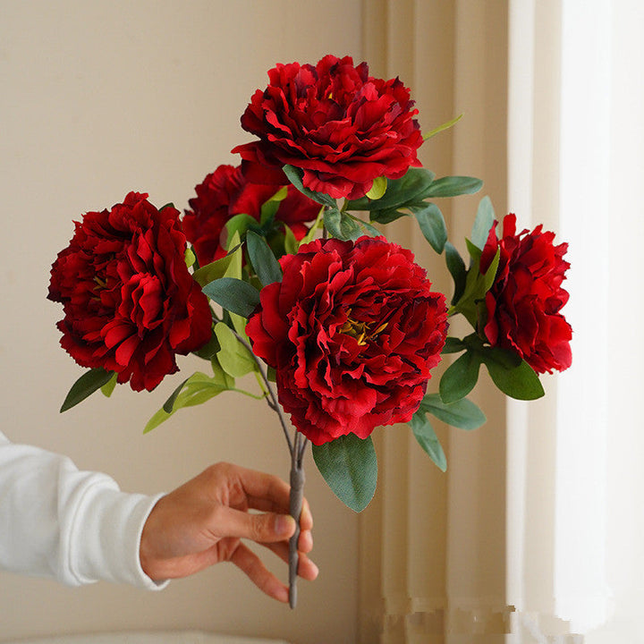 Artificial 5 large head peony flowers | Kalsten