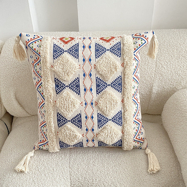 Boho lined fringe throw pillow cover | Kalsten