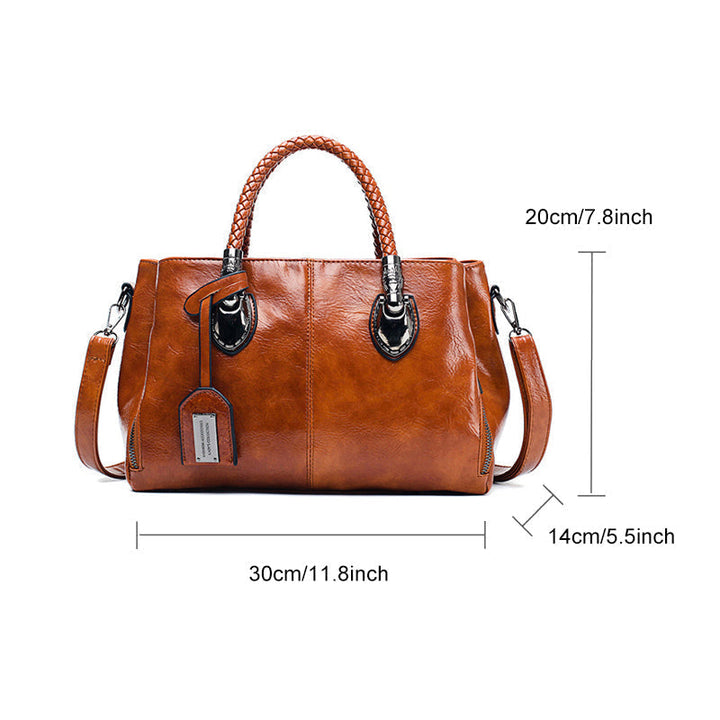 New handbags made of oil wax leather Boston, large tote bag made of soft leather | Kalsten