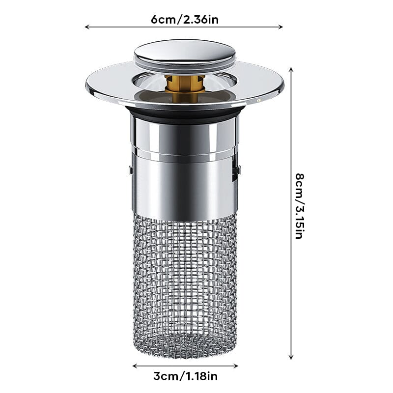 Drain filter stainless steel with pop-up mechanism | Kalsten