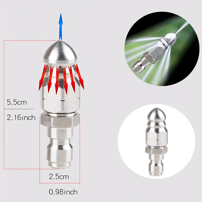 High pressure nozzle made of stainless steel for unclogging wastewater pipes | Kalsten