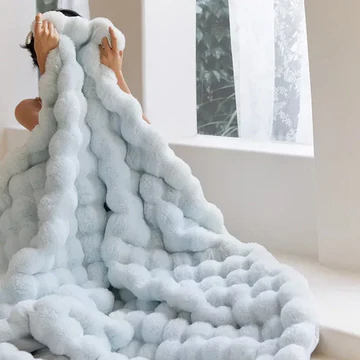 Winter Warm Faux Rabbit Fur Throw Blanket