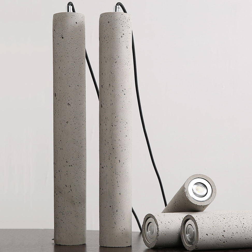 Kalsten | StoneCast Industrial Cylinder Pendant Light made of Concrete | 1 Light | Smooth or Rough Surface