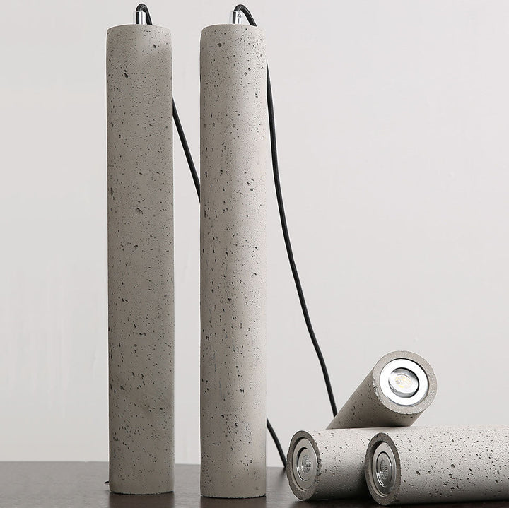 Kalsten | StoneCast Industrial Cylinder Pendant Light made of Concrete | 1 Light | Smooth or Rough Surface