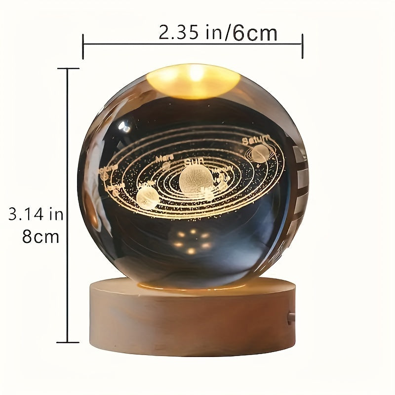 LumiSphere - Luxury 3D Crystal Table Lamp with Wooden Base Kalsten