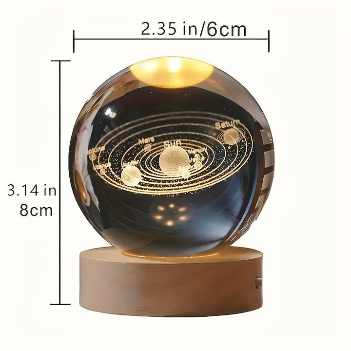 LumiSphere - Luxury 3D Crystal Table Lamp with Wooden Base Kalsten