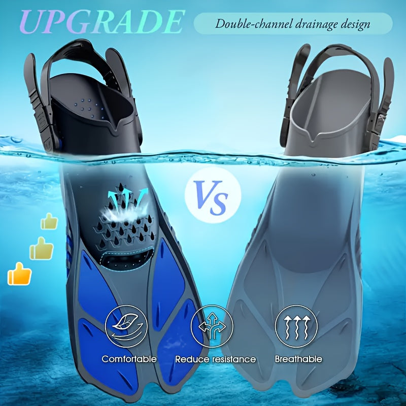 Skanto | SeaVana Glide Snorkel Fins | Adjustable & Short | Open Heel | For Travel & Leisure | Unisex