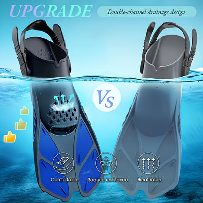 Skanto | SeaVana Glide Snorkel Fins | Adjustable & Short | Open Heel | For Travel & Leisure | Unisex